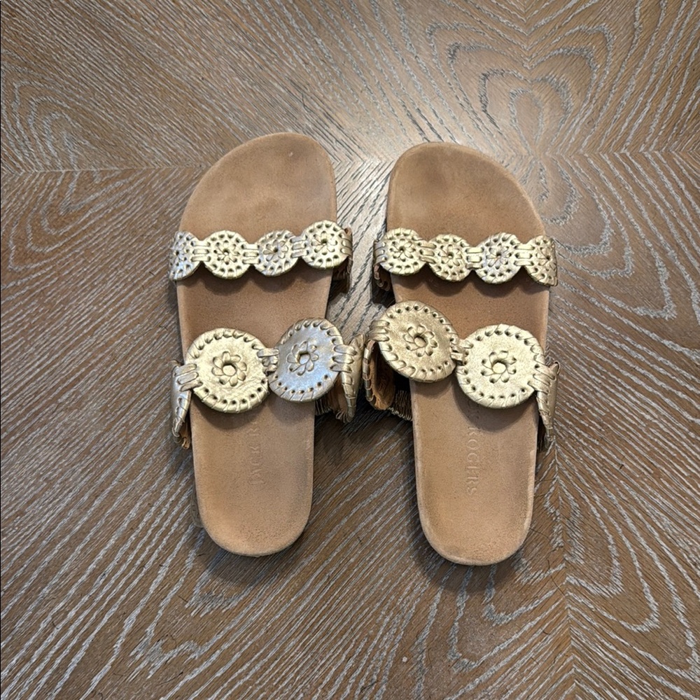 Jack Rogers Beaded Tan Slide Sandals